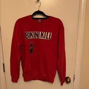Bikini Kill sweatshirt in red. Adult size small.